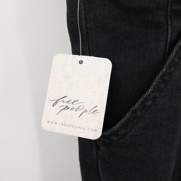 Free People We The Free Jayde Flare Jumpsuit Black Mamba NWT Denim Size L - Picture 5 of 12